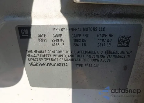 2011 Cadillac Cts Premium z USA, uszkodzony, nr VIN 1G6DP5ED1B0153174